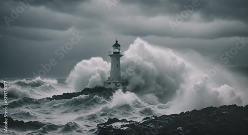Waves of Fury: A Lighthouse Standing Tall Against the Storm's Wrath