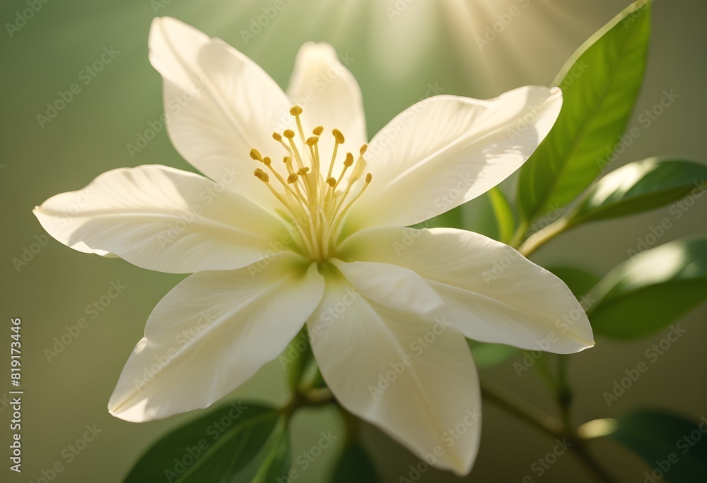 Fototapeta premium Jasmine flower closeup Realistic Light understand sun light significantly summer flower concept