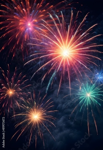 Colorful fireworks exploding in a night sky   creating a vibrant display of light and energy