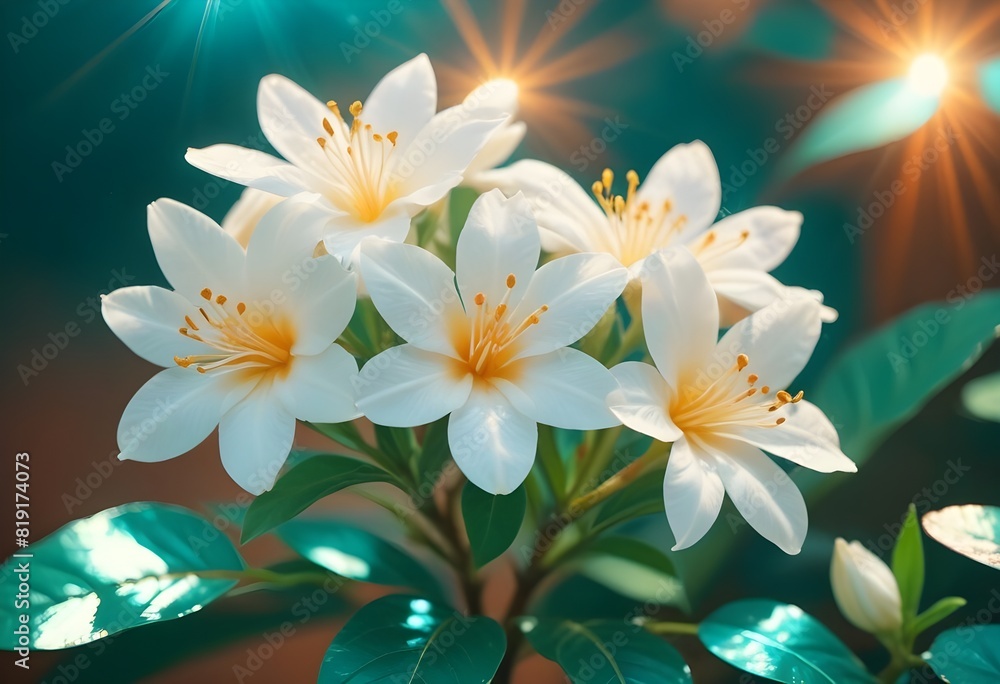 Fototapeta premium Jasmine flower closeup Realistic Light understand sun light significantly summer flower concept