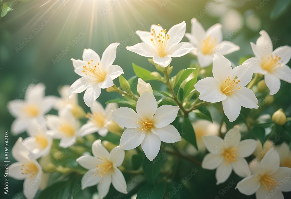 Obraz premium Jasmine flower closeup Realistic Light understand sun light significantly summer flower concept