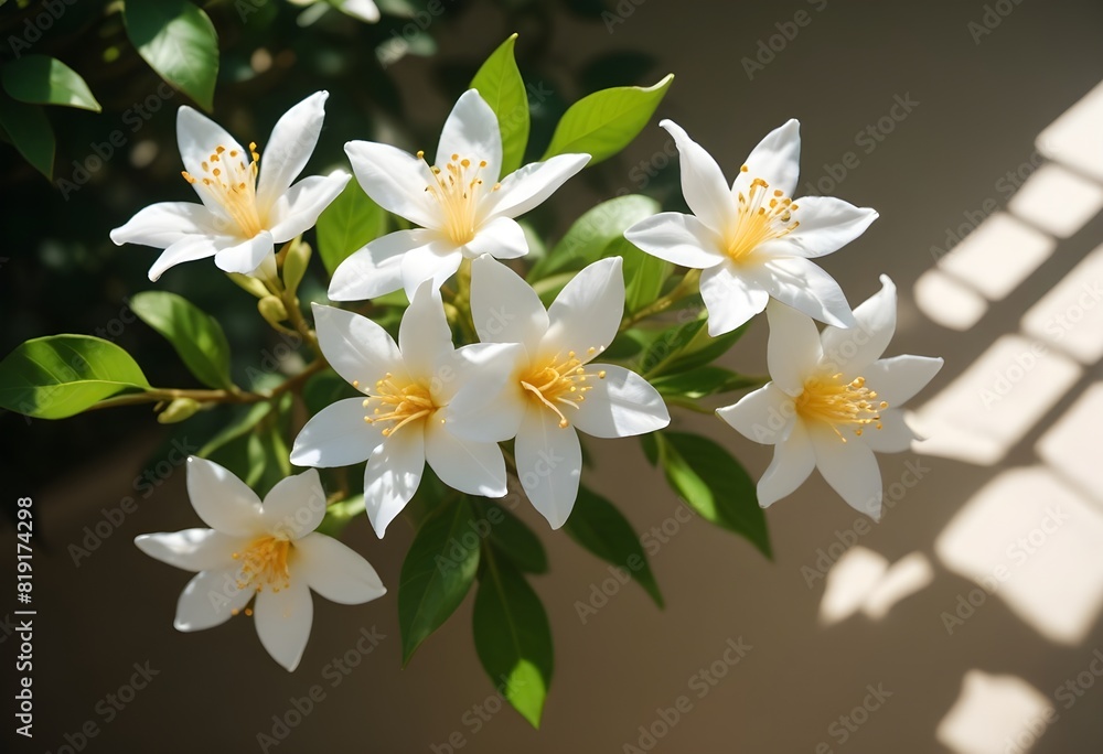Fototapeta premium Jasmine flower closeup Realistic Light understand sun light significantly summer flower concept