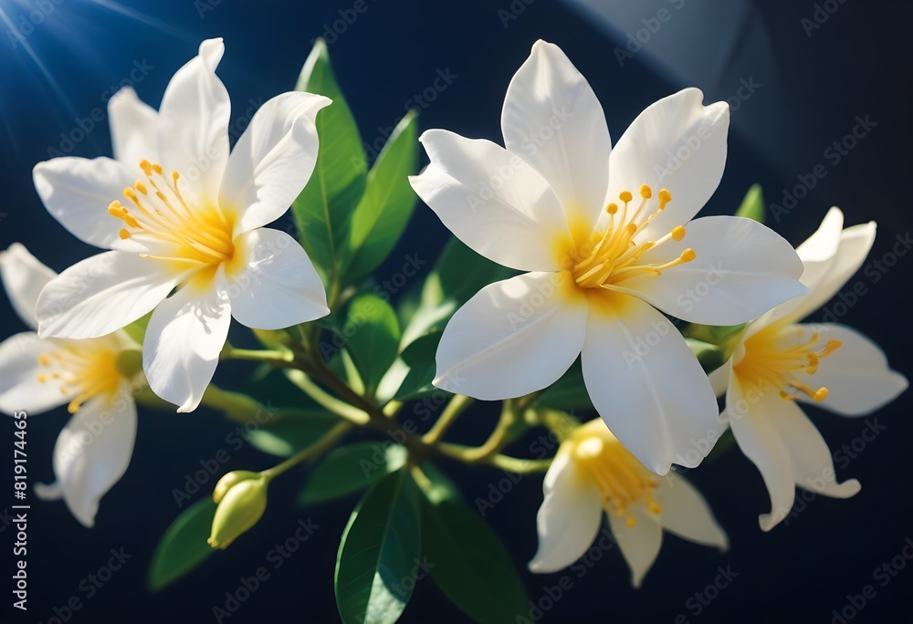 Fototapeta premium Jasmine flower closeup Realistic Light understand sun light significantly summer flower concept