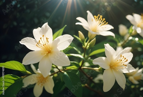 Jasmine flower closeup Realistic Light understand sun light significantly summer flower concept