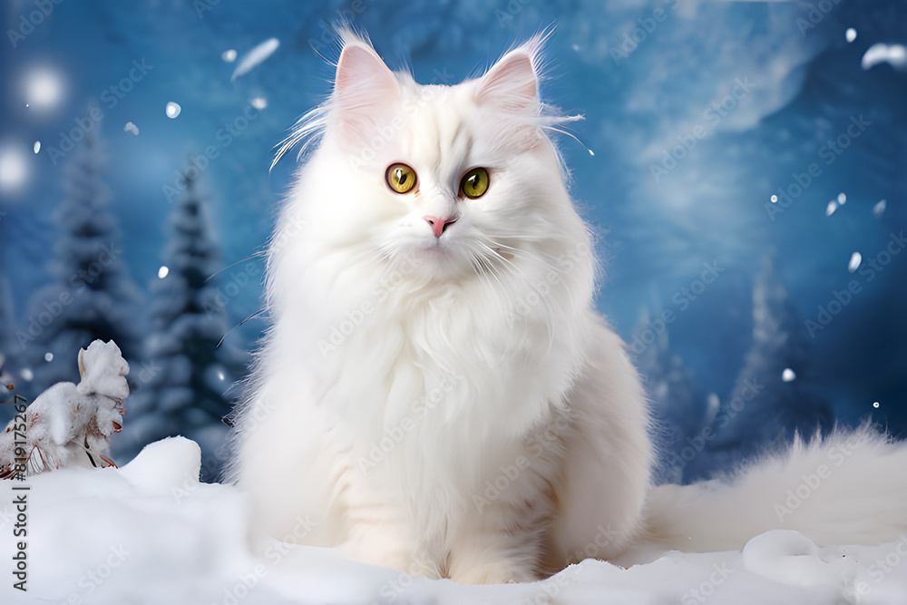 cat on the snow