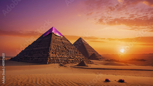 Egyptian Pyramids During Aurora Borealis 