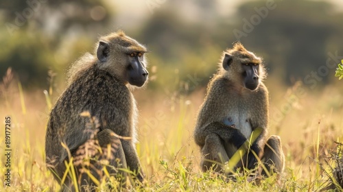 Baboons in Kenya's Savannah