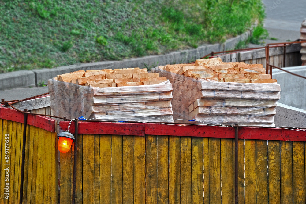 Fototapeta premium Stack of red brick