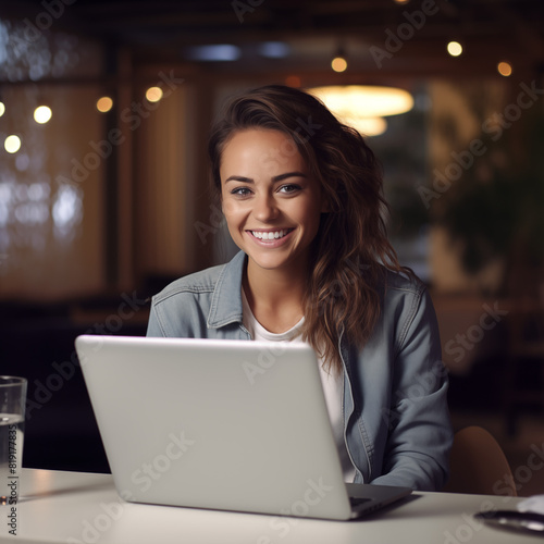 Smiling  Woman with a computer client service
