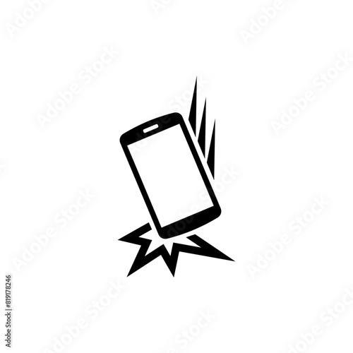 An illustrated icon depicting a damaged or broken smartphone, symbolizing technical issues, malfunction, or repair needs for mobile electronics.