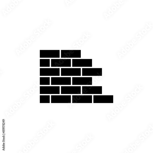 A simple black and white icon depicting a wall made up of rectangular bricks, representing a solid, sturdy structure or protective barrier.