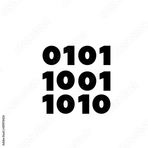 A stark black and white image depicting a sequence of binary digits, representing the fundamental code that underlies computer systems and digital technology.