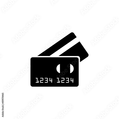 A simple black credit card icon with numeric codes, representing banking, payment, and financial concepts.