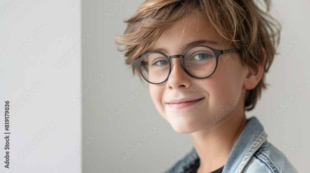 Boy with Glasses Smiling Confidently Boy with Glasses Smiling Confidently