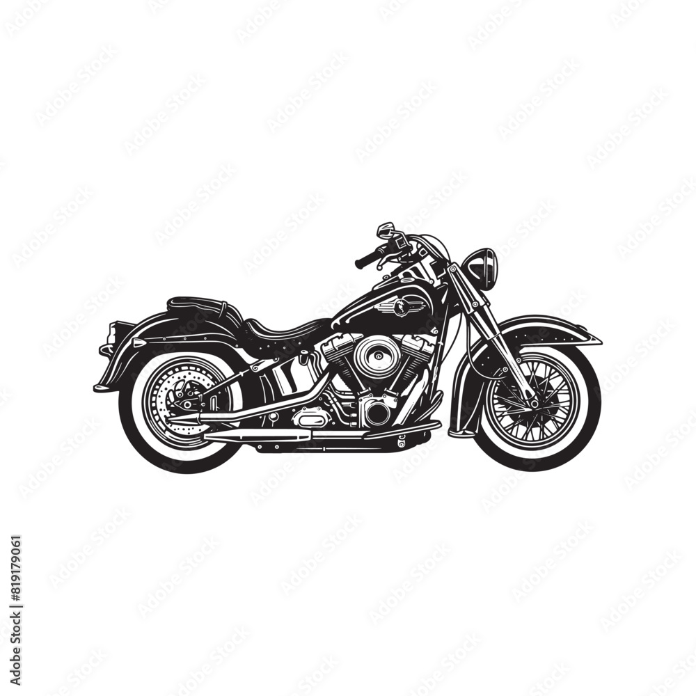Fototapeta premium black and white motorcycle vector illustration isolated on white background