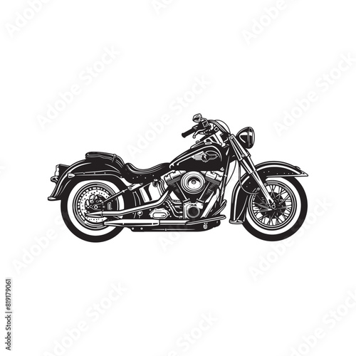 black and white motorcycle vector illustration isolated on white background