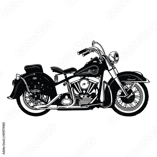 black and white motorcycle vector illustration isolated on white background