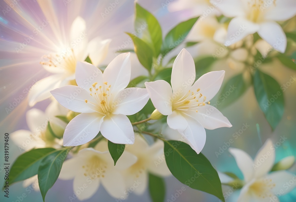 Fototapeta premium Jasmine flower closeup Realistic Light understand sun light significantly summer flower concept