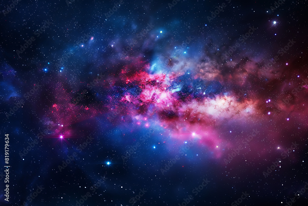 Naklejka premium A mesmerizing view of a vibrant galaxy in deep space, full of stars and cosmic wonders