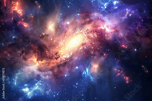 A mesmerizing view of a vibrant galaxy in deep space  full of stars and cosmic wonders
