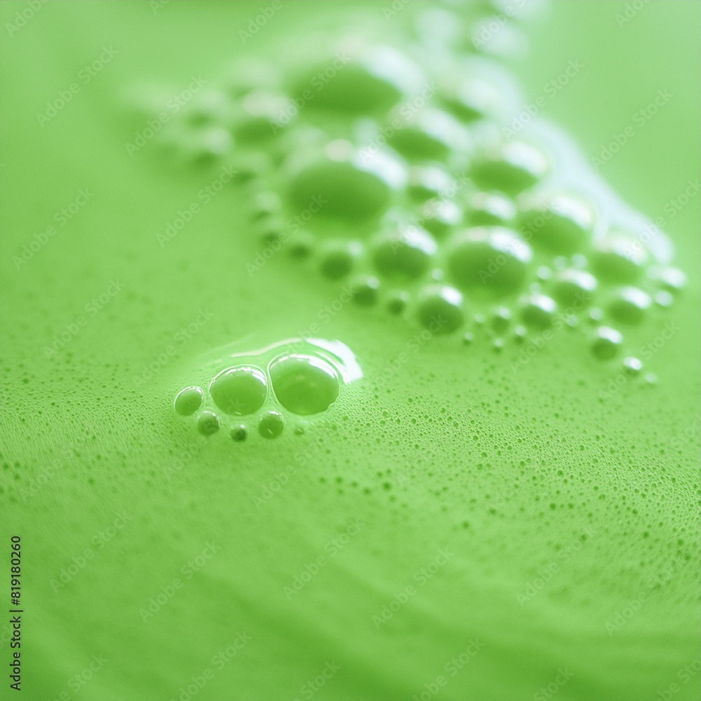 Green Matcha Foam Bubbles Closeup Detail Shot 