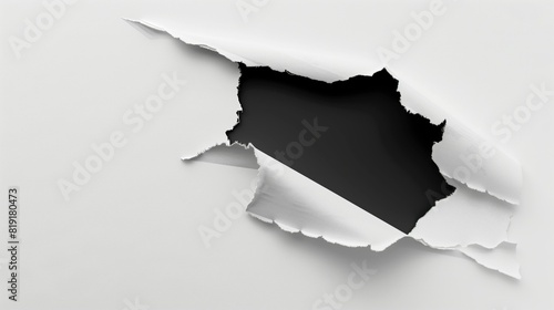 White paper with black in the middle Tear off the edge white background