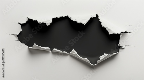 White paper with black in the middle Tear off the edge white background