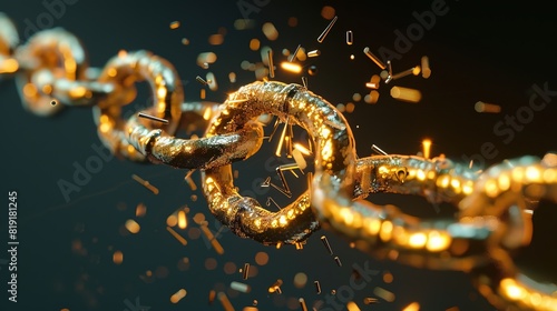 A glowing  breaking chain with sparks