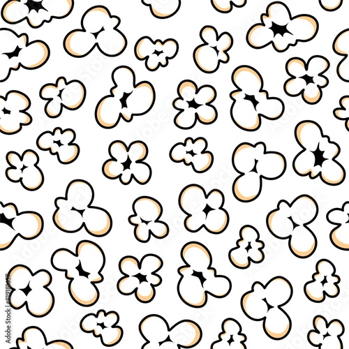 Popcorn pattern for packaging snacks. Popcorn fluffy flakes pattern. Popcorn Background pattern. doodle popcorn. popcorn seamless pattern background. © riansa28
