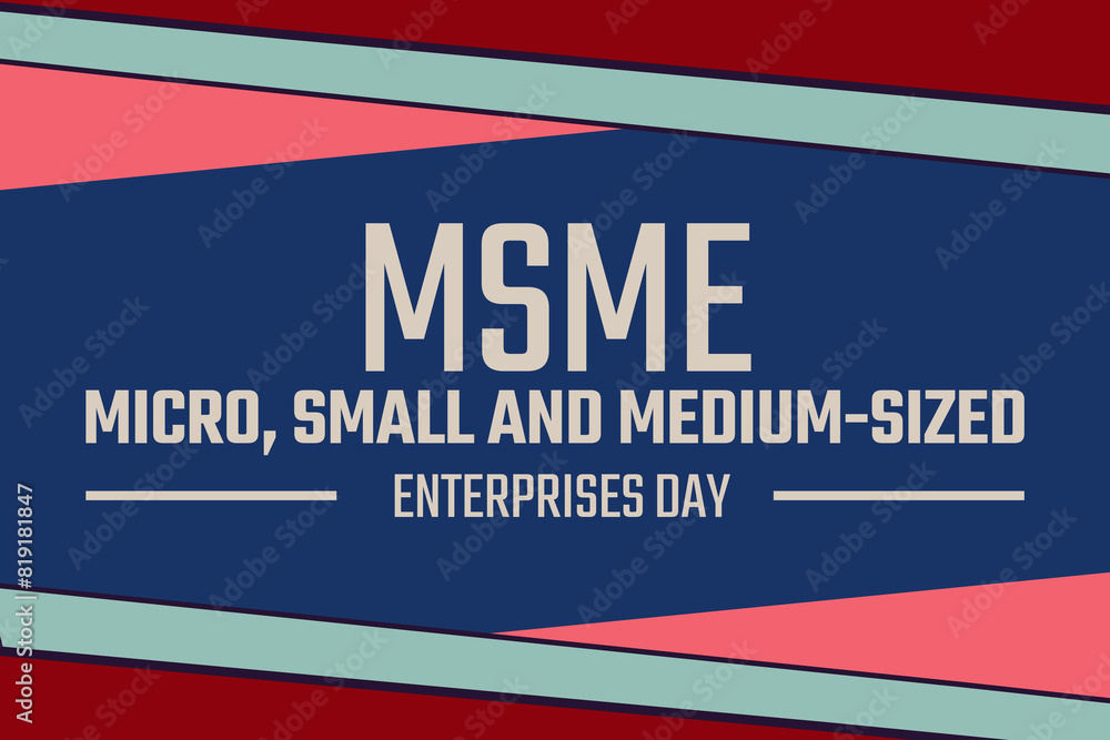 Micro-, Small and Medium-sized Enterprises Day 27 June with traditional border design on the blue background illustration. Micro-, Small and Medium-sized Enterprises Day 27 June with traditional border design on the blue background illustration.