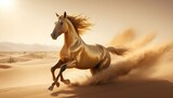 Illustrate a golden horse racing across a desert l upscaled_5