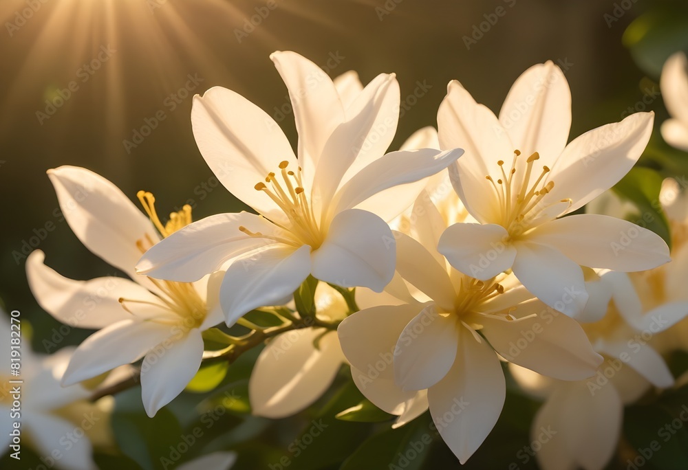 Fototapeta premium Jasmine flower closeup Realistic Light understand sun light significantly summer flower concept