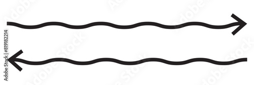 Arrow wavy black vector icon. Simple black arrow vector. Pointer to the right vector arrow isolated on white background. Vector illustration. EPS 10 