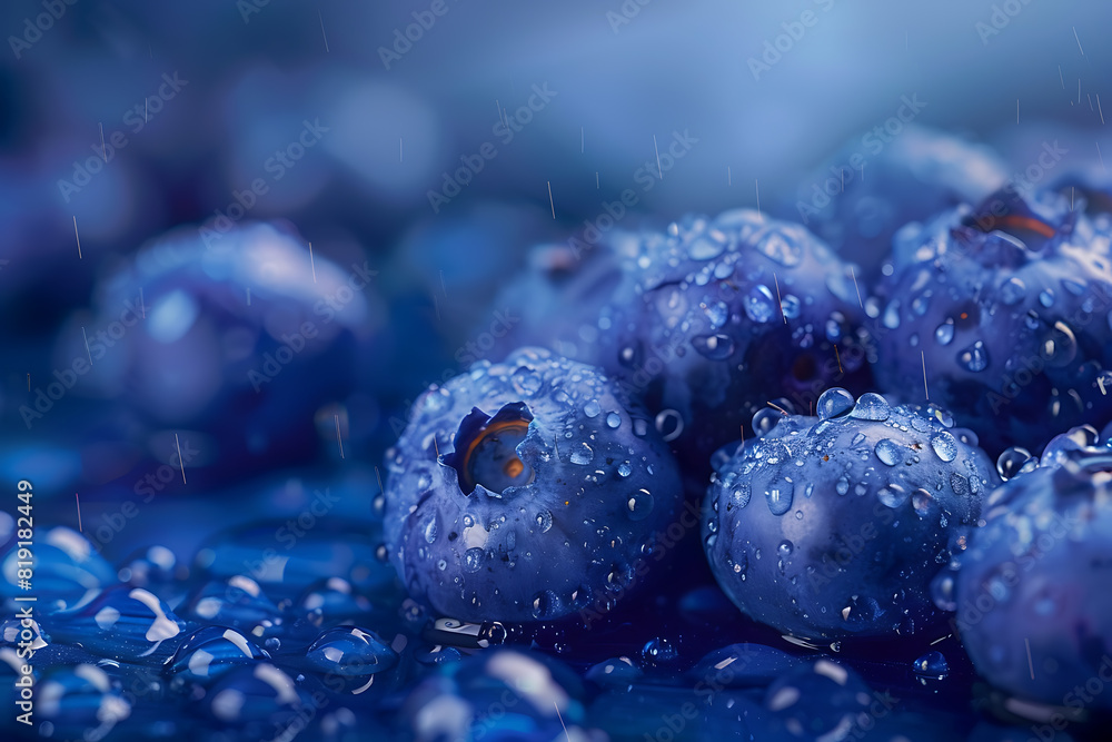 A rich and vibrant background filled with fresh, juicy blueberries, showcasing their deep blue color and natural texture A rich and vibrant background filled with fresh, juicy blueberries, showcasing their deep blue color and natural texture