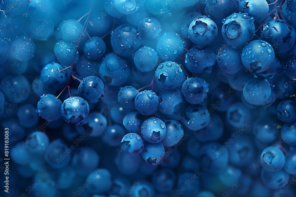 A rich and vibrant background filled with fresh, juicy blueberries, showcasing their deep blue color and natural texture A rich and vibrant background filled with fresh, juicy blueberries, showcasing their deep blue color and natural texture