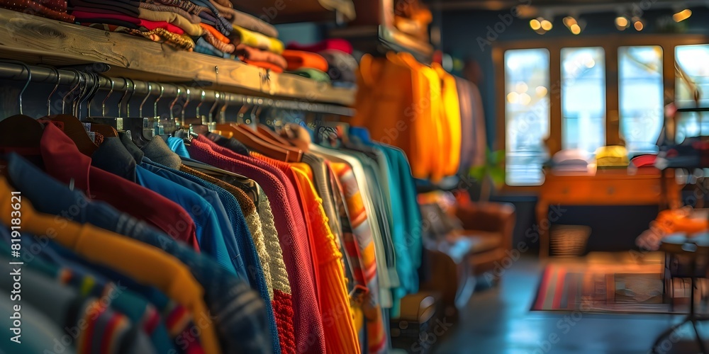 Eclectic Vintage Clothing Store: Cozy Interior, Diverse Fashion Items, Secondhand Shopping Experience. Concept Vintage Clothing, Cozy Interior, Diverse Fashion, Secondhand Shopping, Eclectic Style