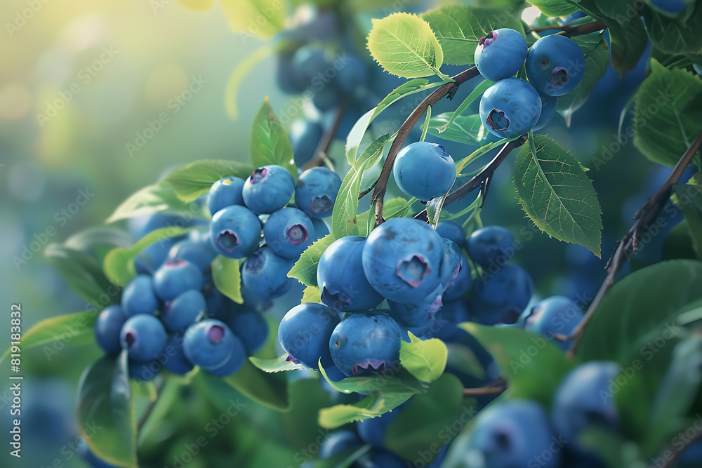 A rich and vibrant background filled with fresh, juicy blueberries, showcasing their deep blue color and natural texture A rich and vibrant background filled with fresh, juicy blueberries, showcasing their deep blue color and natural texture