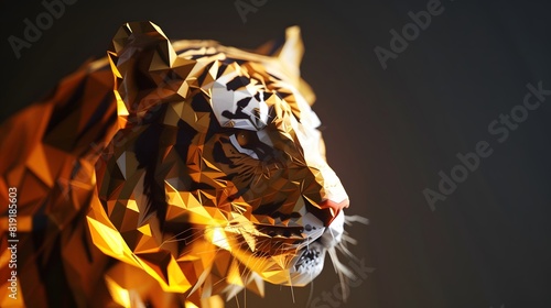 golden and white low poly tiger 
