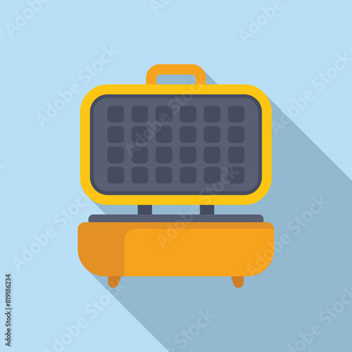 Flat design of a yellow portable solar panel charger casting a soft shadow