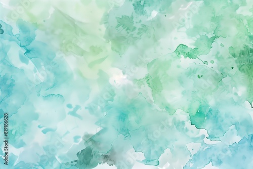   Light and airy watercolor abstract background featuring soft washes of mint green and sky blue  creating a fresh and soothing visual effect.