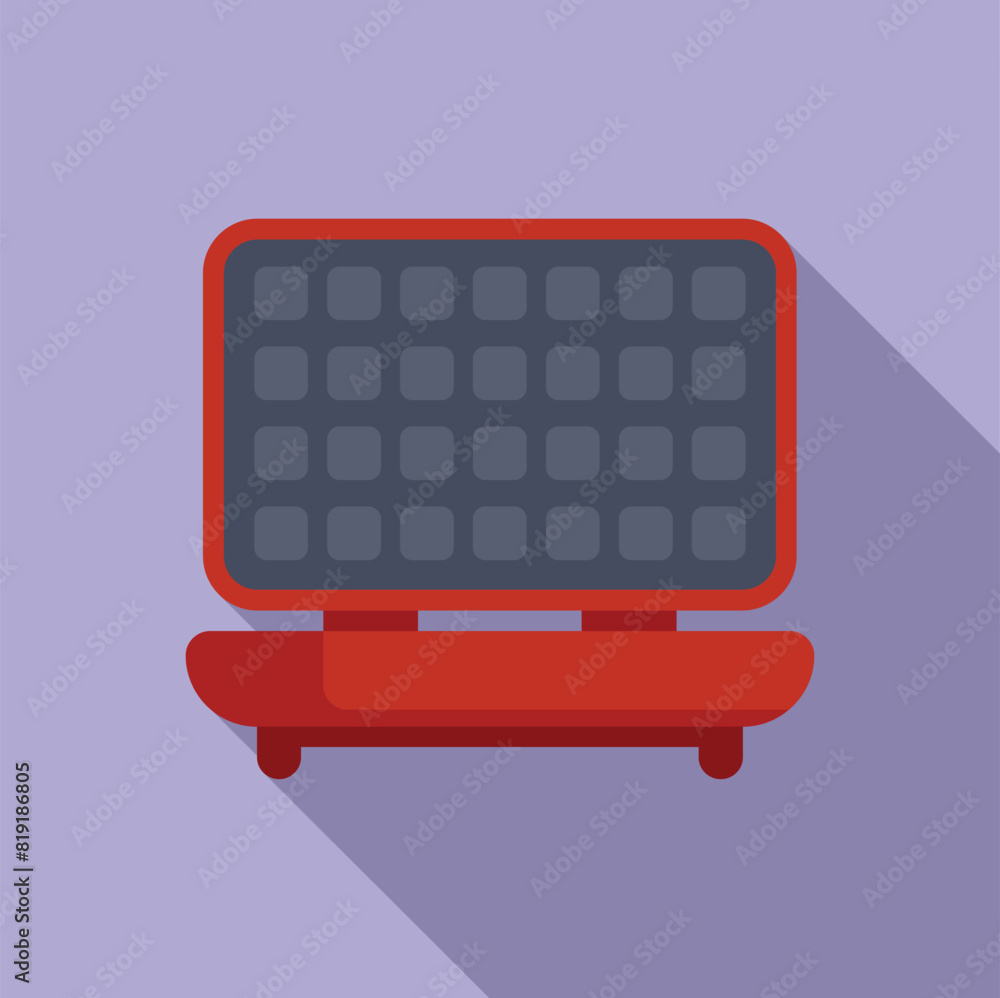 Flat design illustration of a stylized red digital alarm clock icon with a shadow, isolated on a purple background Flat design illustration of a stylized red digital alarm clock icon with a shadow, isolated on a purple background