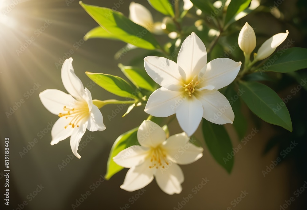 Obraz premium Jasmine flower closeup Realistic Light understand sun light significantly summer season flower concept