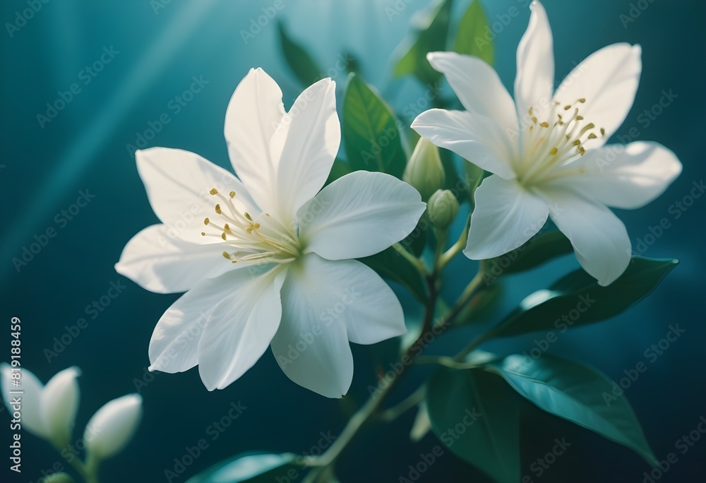 Fototapeta premium Jasmine flower closeup Realistic Light understand sun light significantly summer season flower concept
