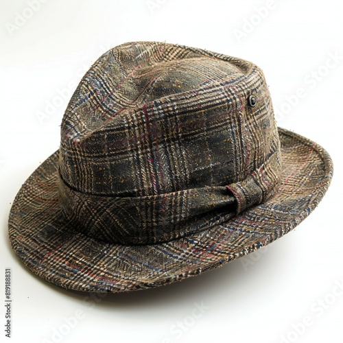 Featuring a deerstalker hat , isolated on white background , high quality, high resolution photo