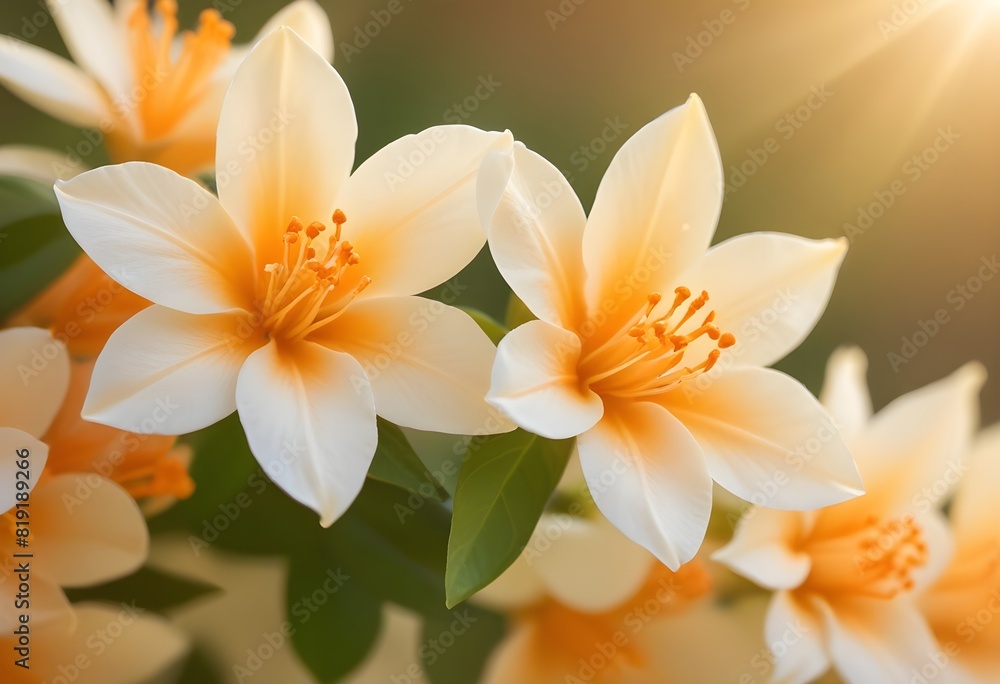 Fototapeta premium Jasmine flower closeup Realistic Light understand sun light significantly summer season flower concept
