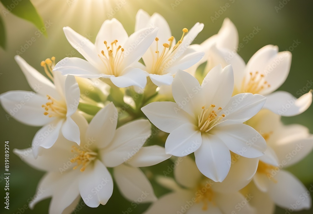 Fototapeta premium Jasmine flower closeup Realistic Light understand sun light significantly summer season flower concept