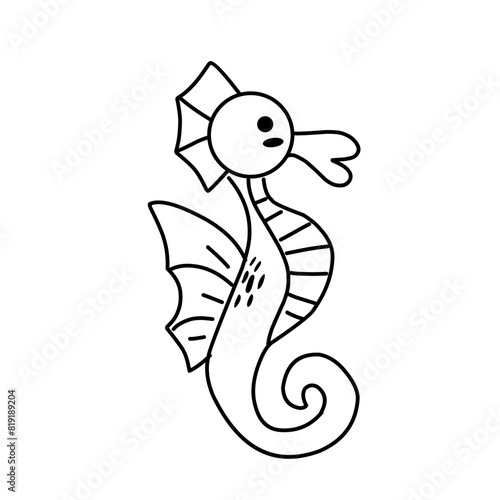 Sea life doodle vector illustration