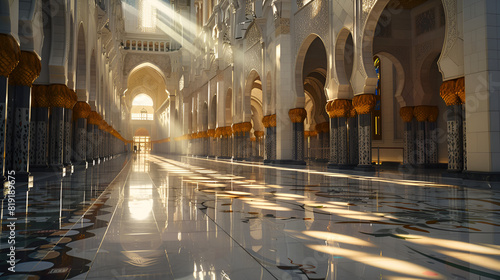 Beautiful architecture Sheikh Zayed mosque Abu Dhabi United Arab Emirates with sunlight background
 photo