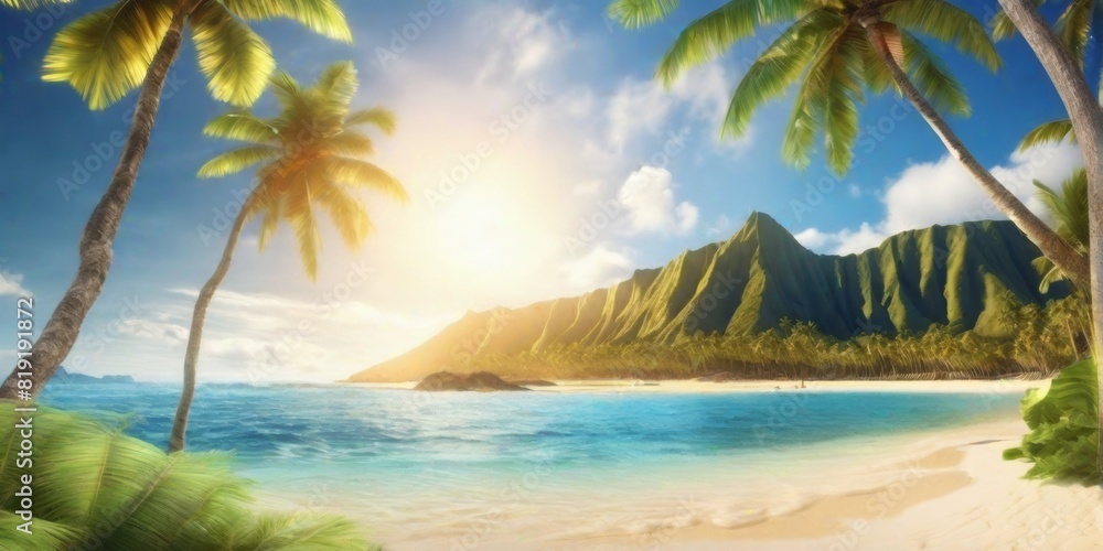 Fototapeta premium Schöner Strand mit Sonne
