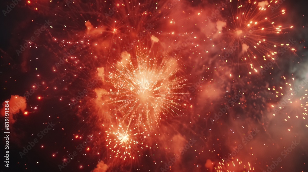 Fototapeta premium firework celebration colored light up the sky 